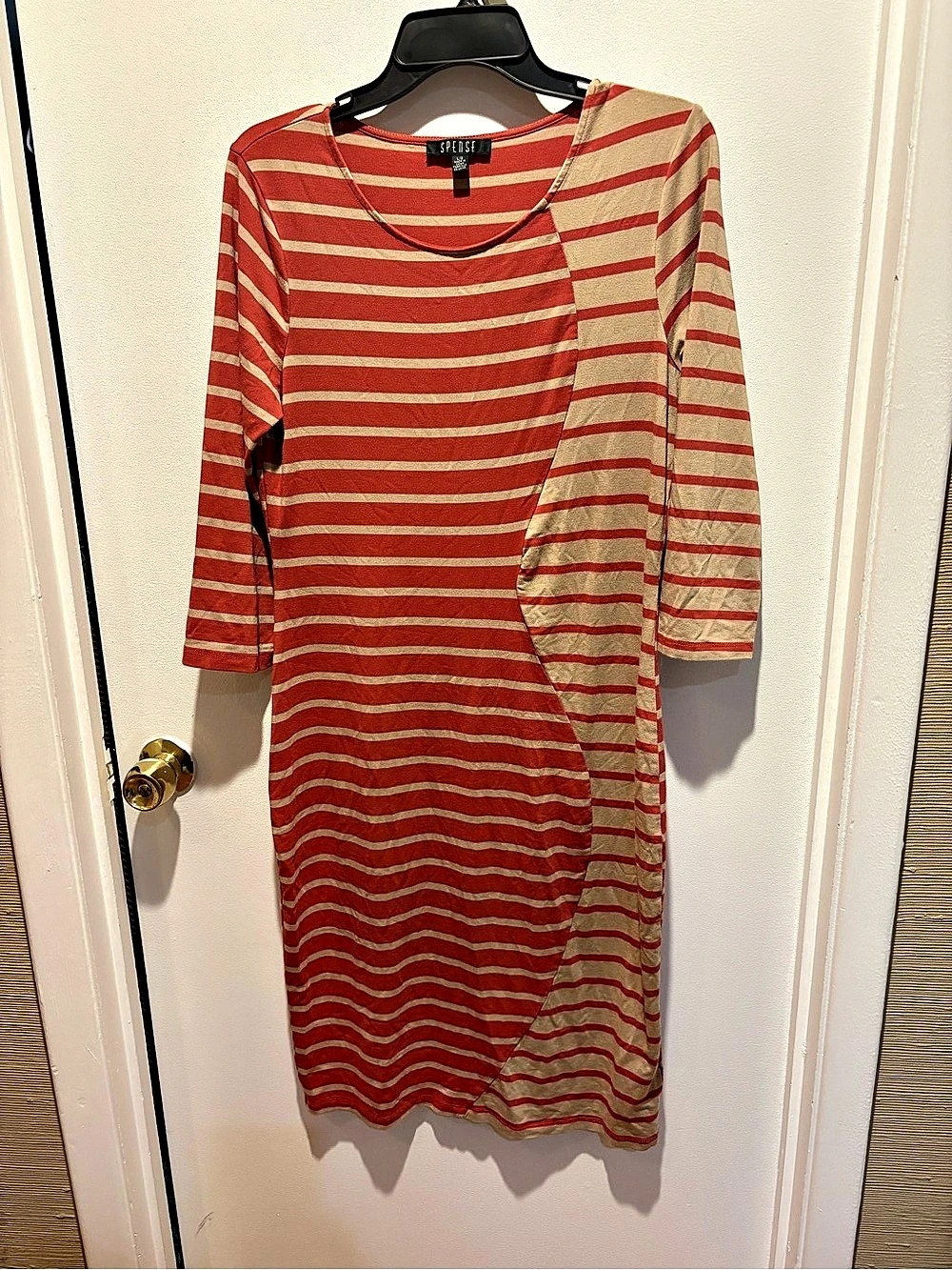 SPACE Striped Midi Dress in Rust & Beige Size Large